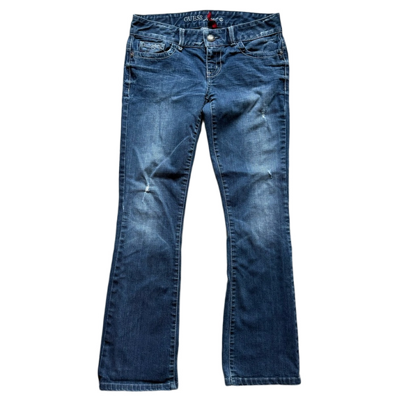 Guess Y2K Vintage Dark Blue Women's Daredevil Boot Cut Jeans Size 29 Retro - Picture 1 of 11